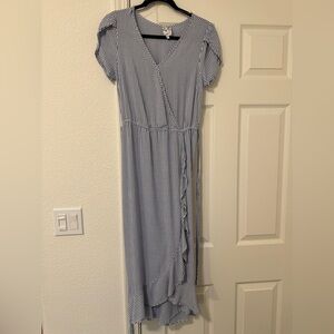 3/$15 Blue and White Striped High Low Dress Medium